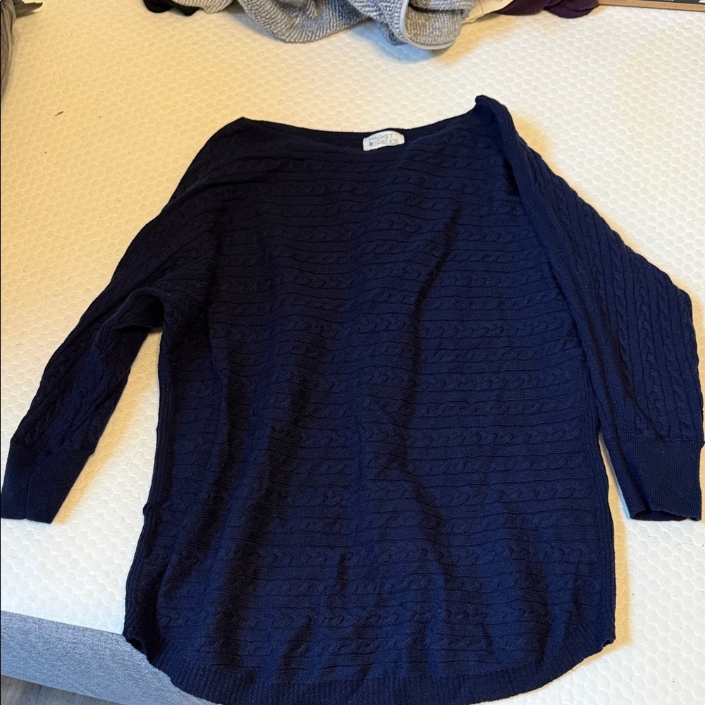 Market & Spruce Off-the-Shoulder Navy Sweater